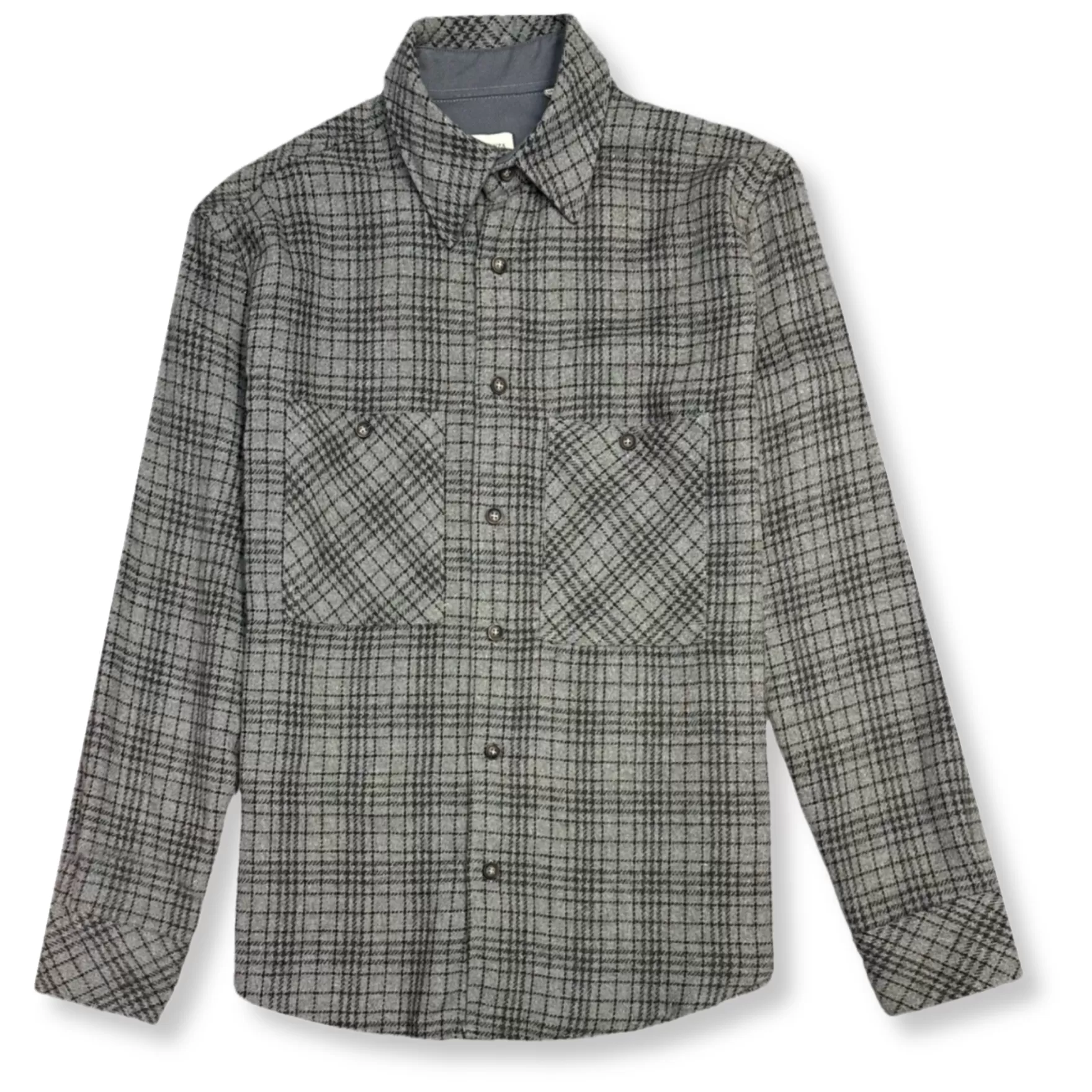 New Edition Fashion Button Downs-Verano Plaid Flannel Shirt Grey