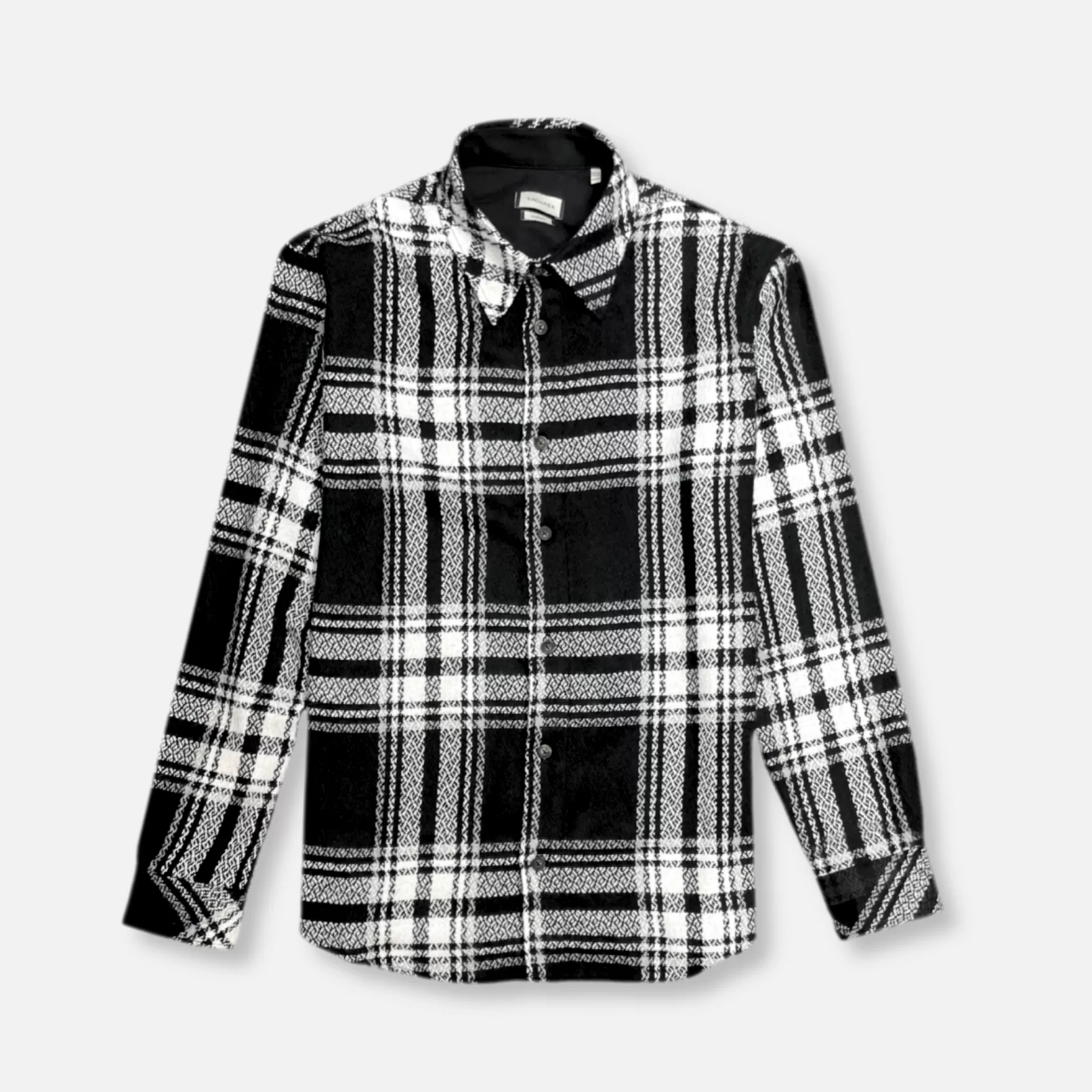 New Edition Fashion Button Downs-Vetro Plaid Flannel Shirt Black