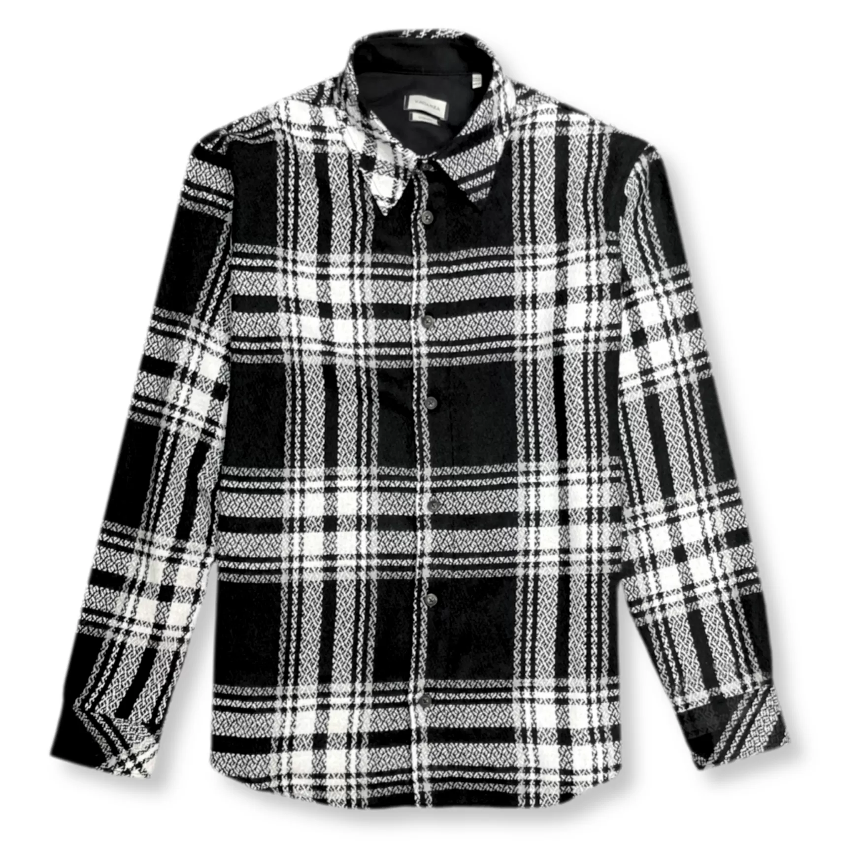 New Edition Fashion Button Downs-Vetro Plaid Flannel Shirt Black