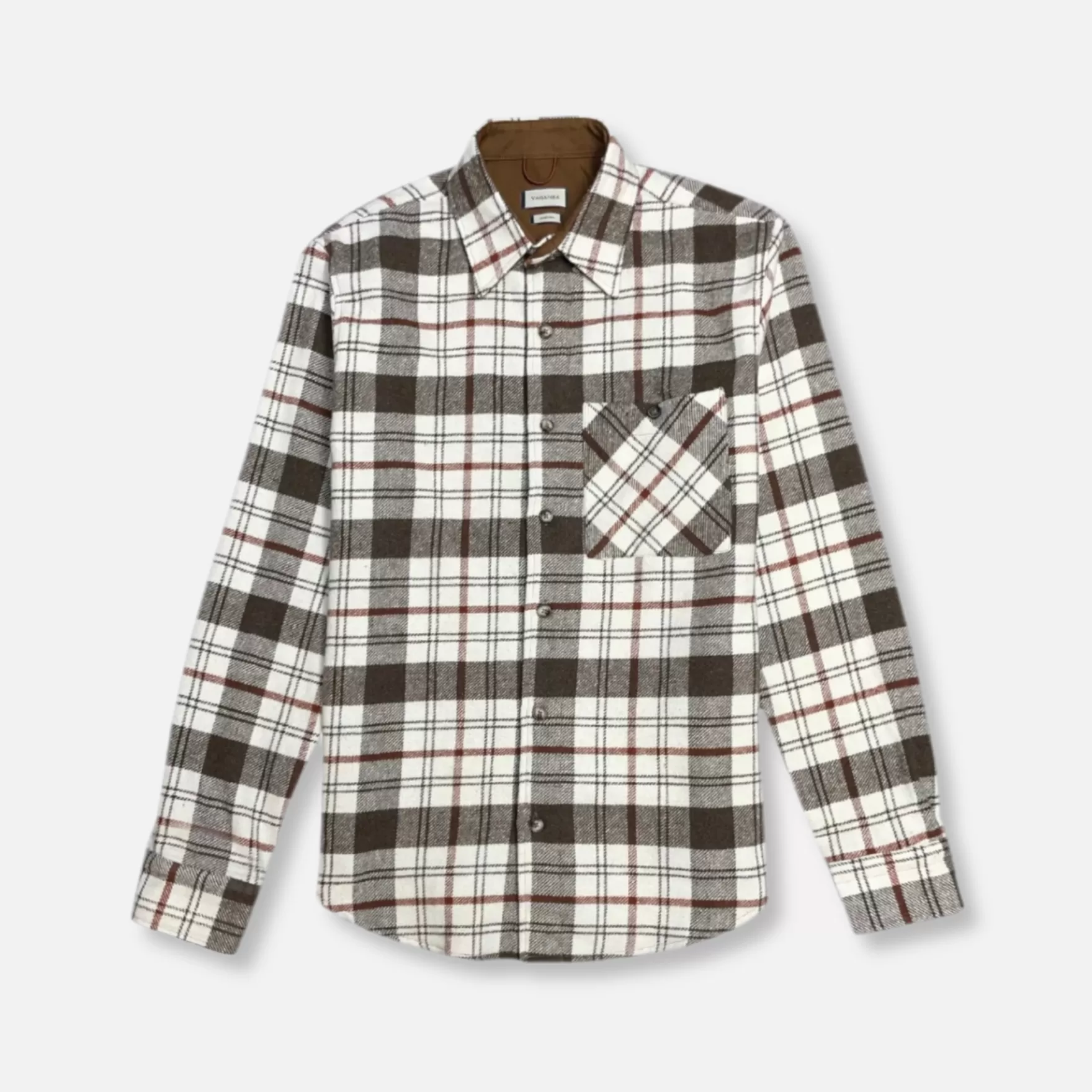 New Edition Fashion Button Downs-Vinci Plaid Flannel Shirt Brown