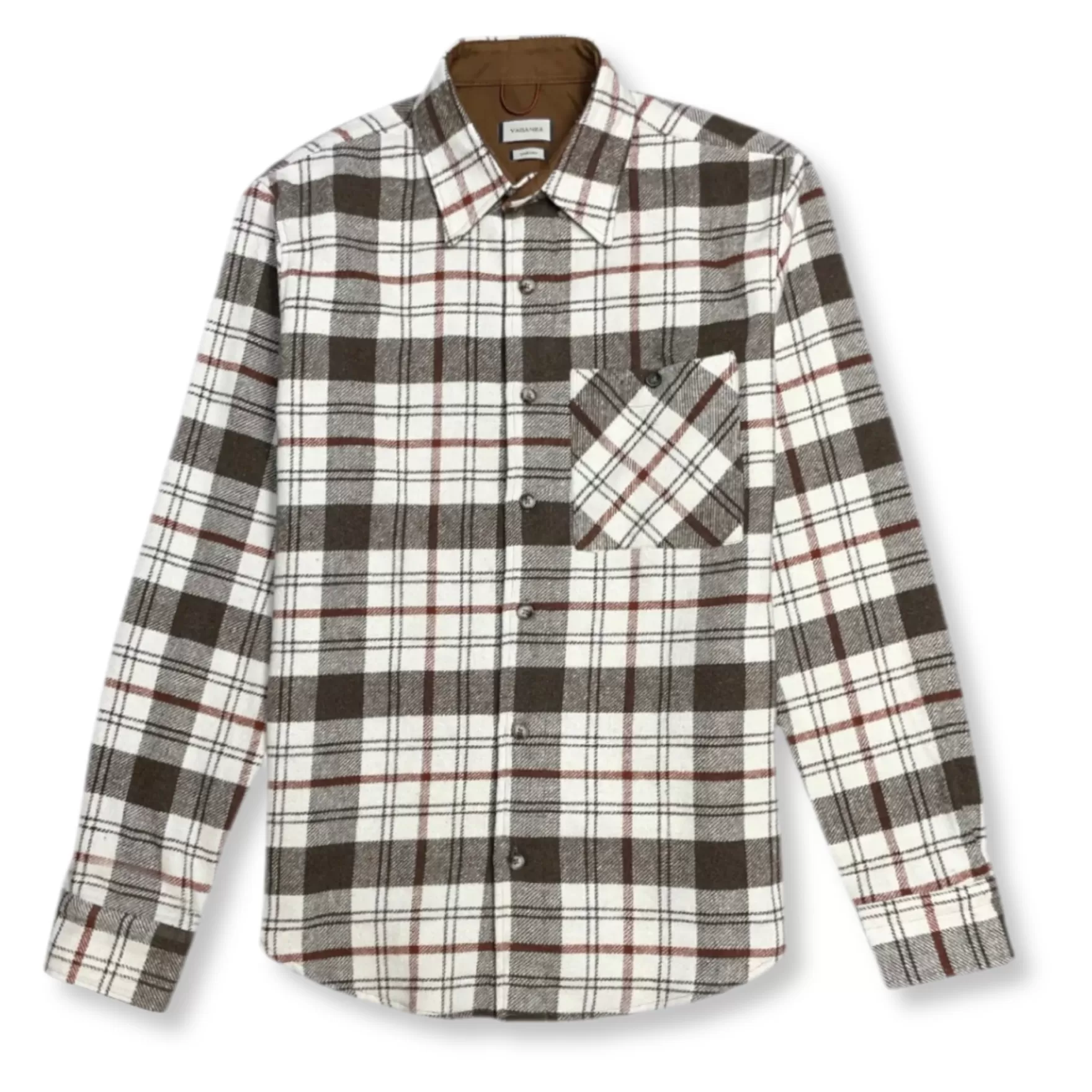 New Edition Fashion Button Downs-Vinci Plaid Flannel Shirt Brown