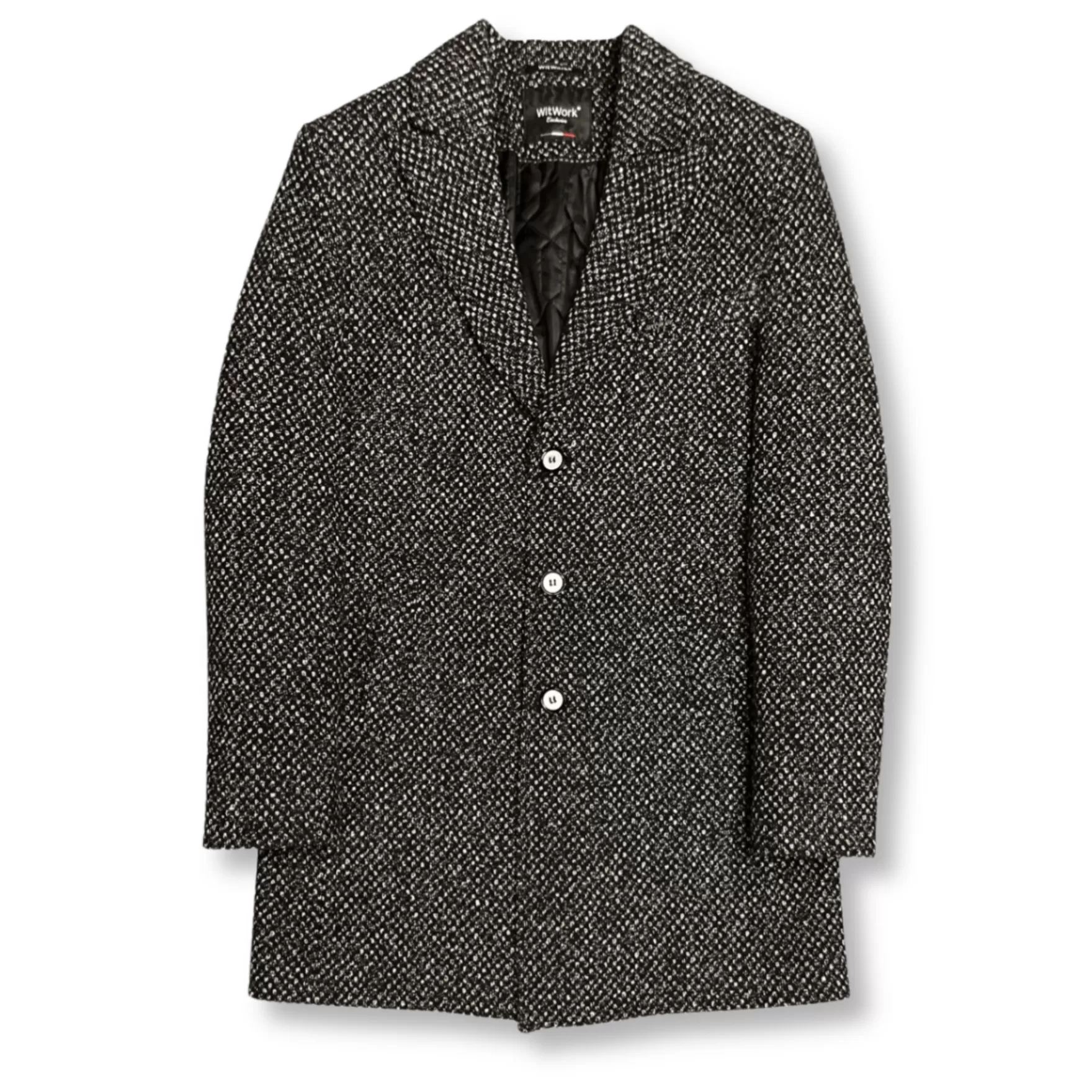 New Edition Fashion Coats & Outerwear-Wakefield Tweed Overcoat Black/White