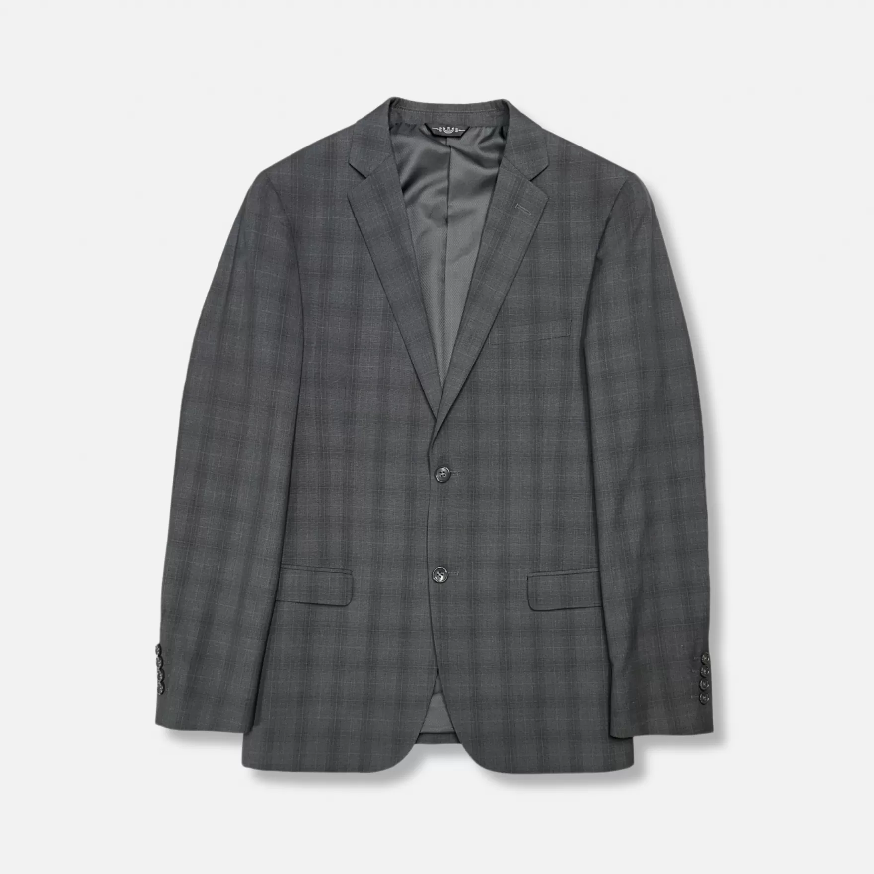 New Edition Fashion Suits-Woodland Slim Fit Plaid Suit Grey