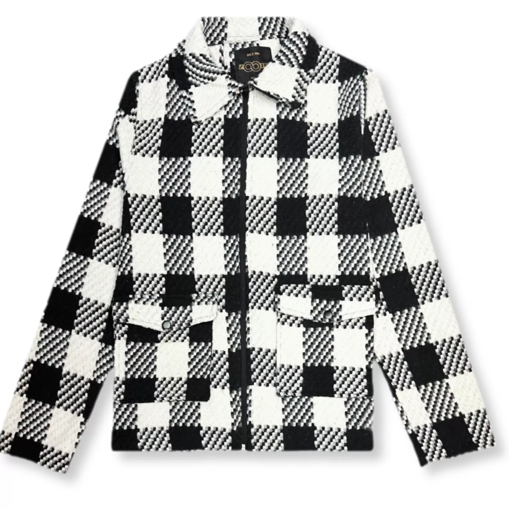 New Edition Fashion Coats & Outerwear-Zeller Plaid Shirt Jacket Black/White